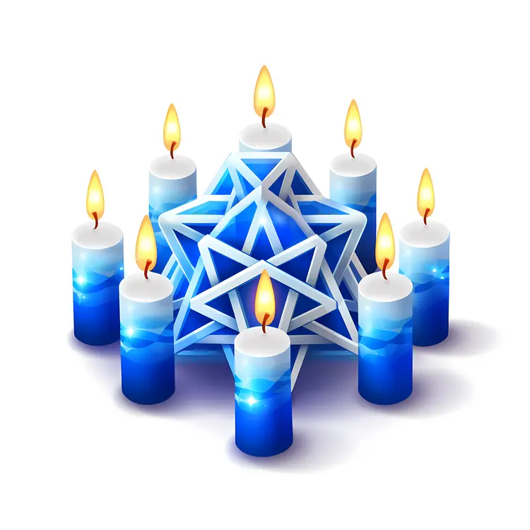 Geometric Blue Star Candle with Multiple Candles