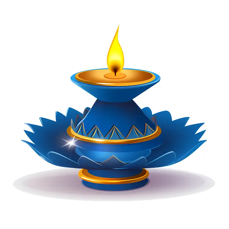 Blue Lamp with Candle Flame
