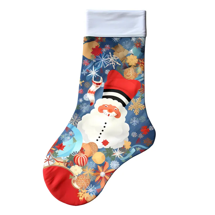 Festive Christmas Sock with Santa Claus Design
