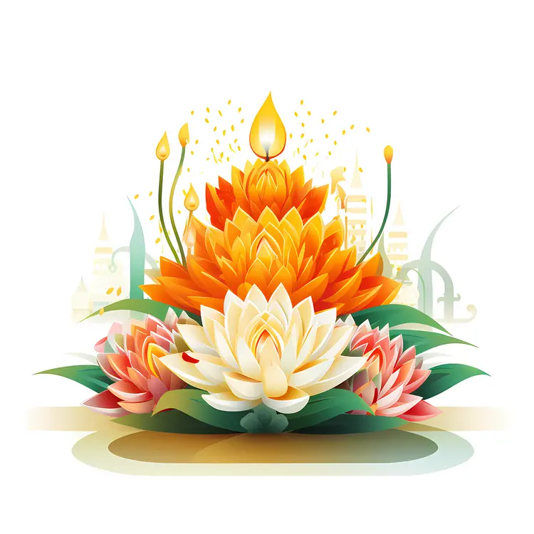 Orange and White Lotus Flowers Arrangement