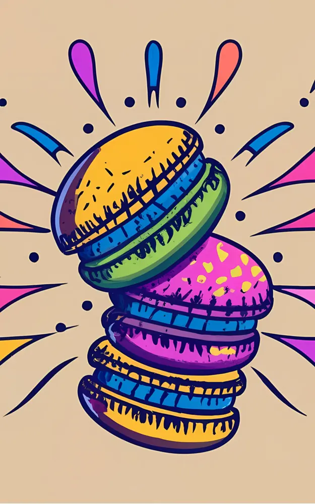 Colorful Macarons with Festive Background