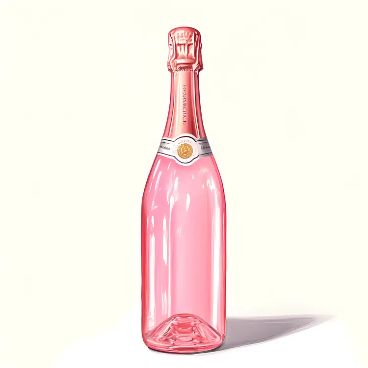 Pink Champagne Bottle Illustration
