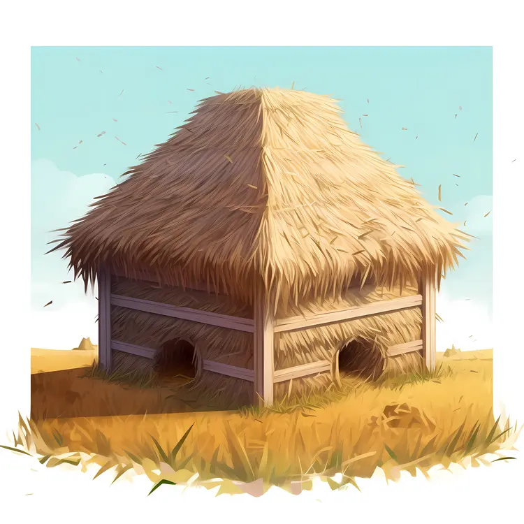 Traditional Straw Hut in Countryside