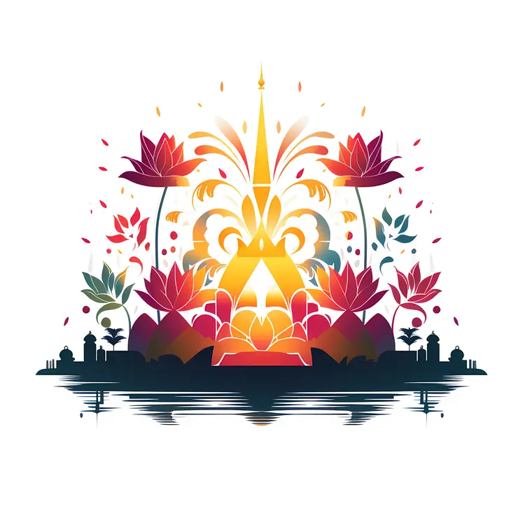 Illuminated Lotus Flower with Glowing Petals