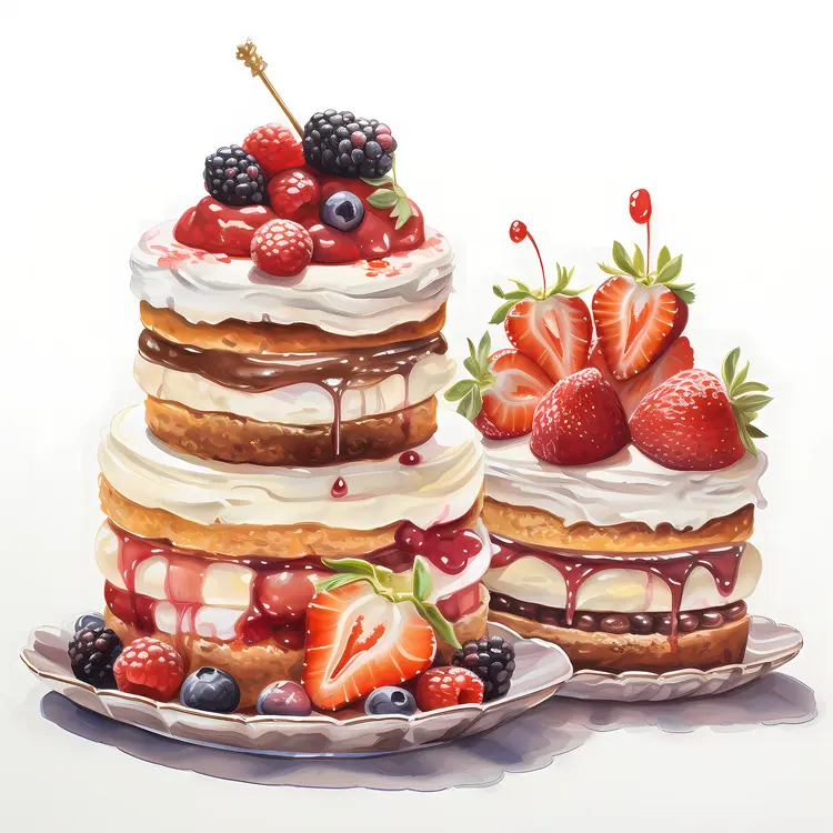 Layered Cake with Fresh Berries