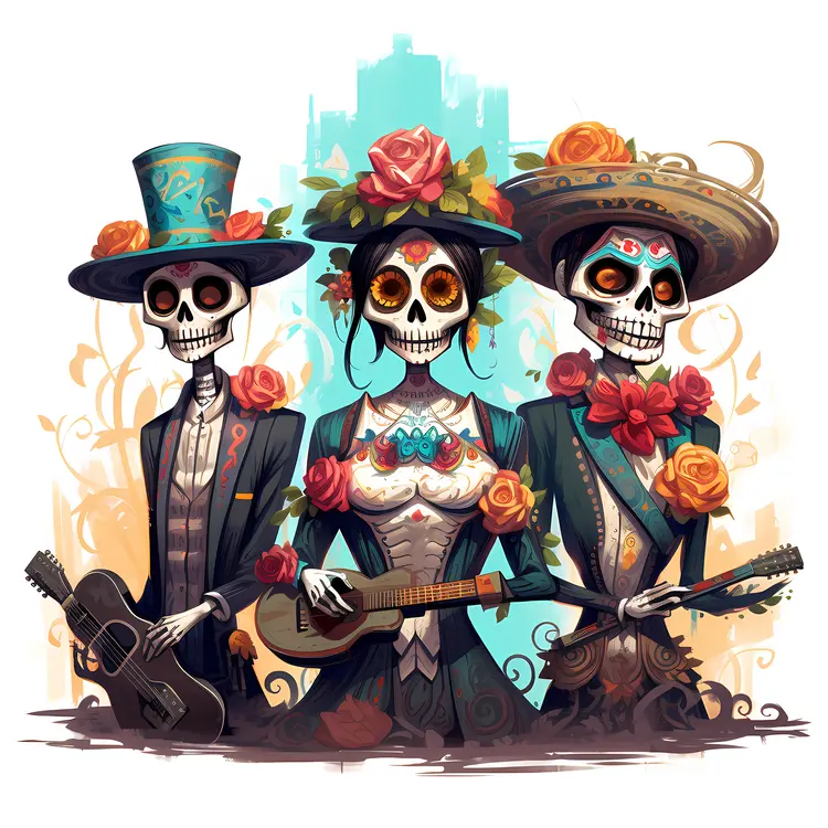 Skeleton Band with Instruments