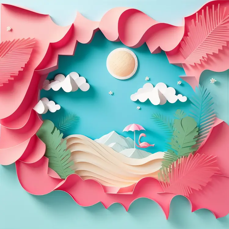 Beautiful Paper Art Beach Scene