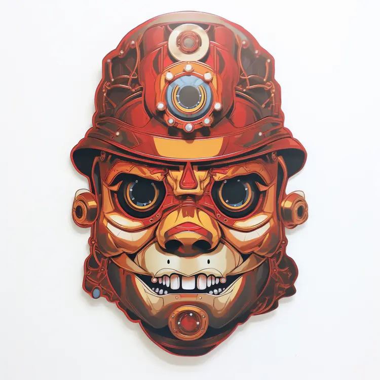 Futuristic Red Robot Face Illustration