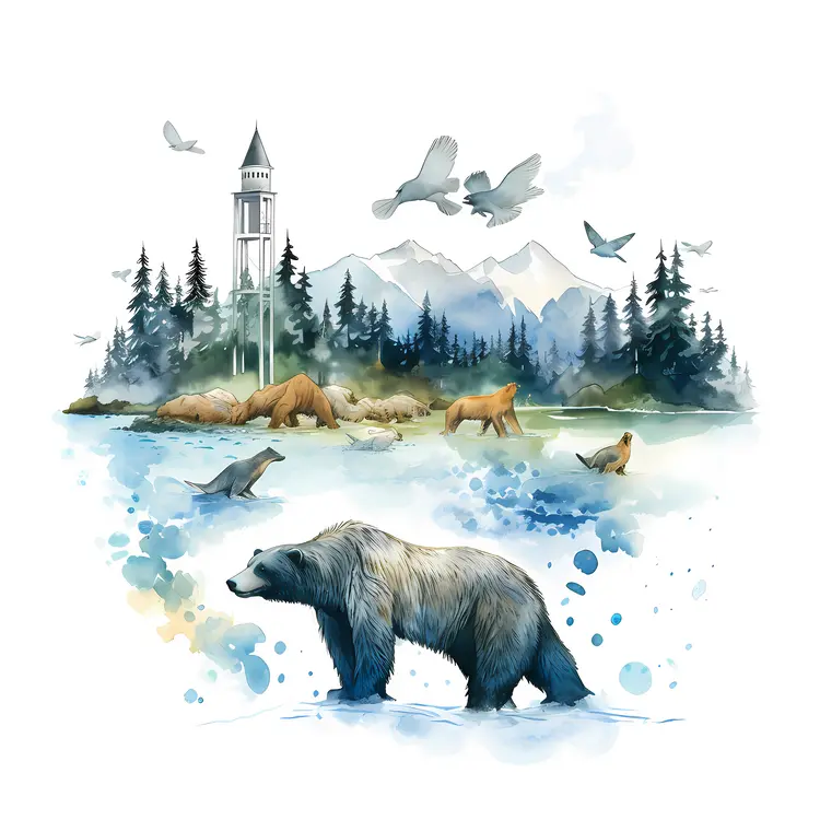 Bear in Mountain Landscape
