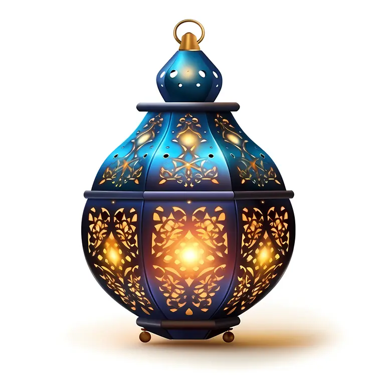 Blue Lantern with Golden Patterns