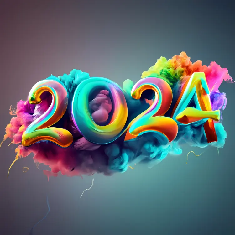 Colorful 2024 Text with Vibrant Background