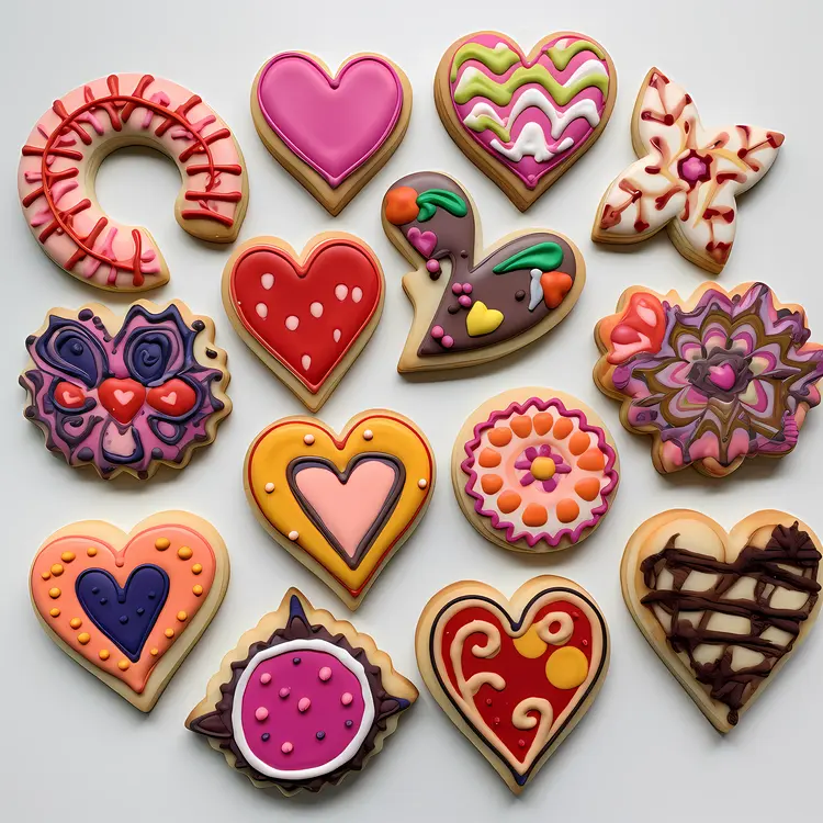 Colorful Decorative Cookies for Valentine's Day