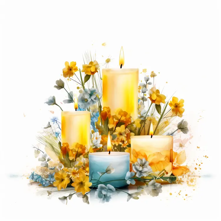 Beautiful Candles with Floral Decoration