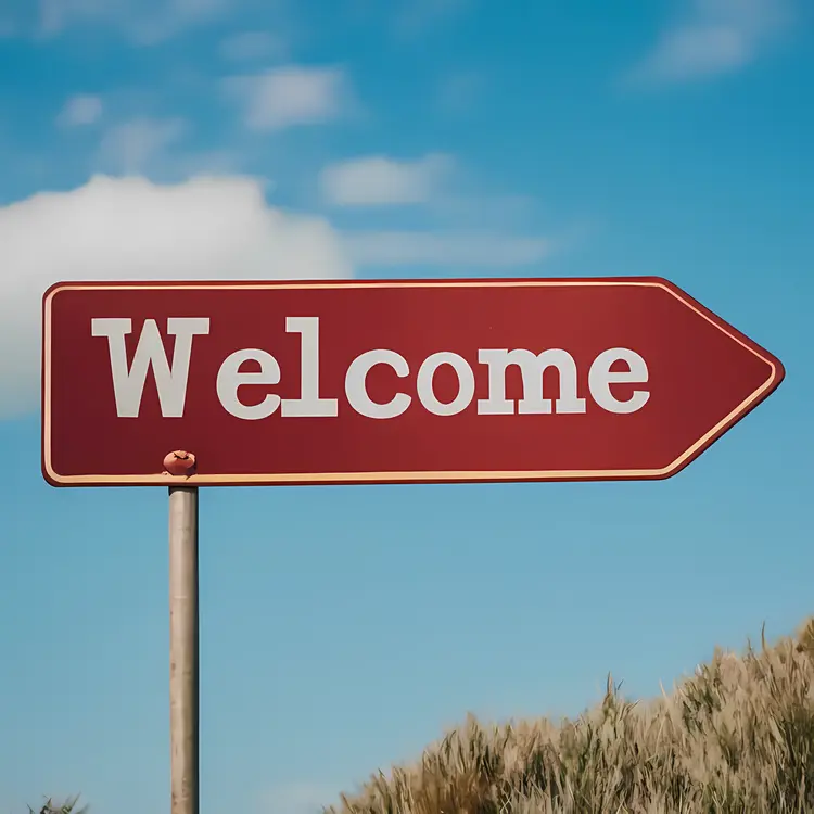 Welcome Sign with Arrow