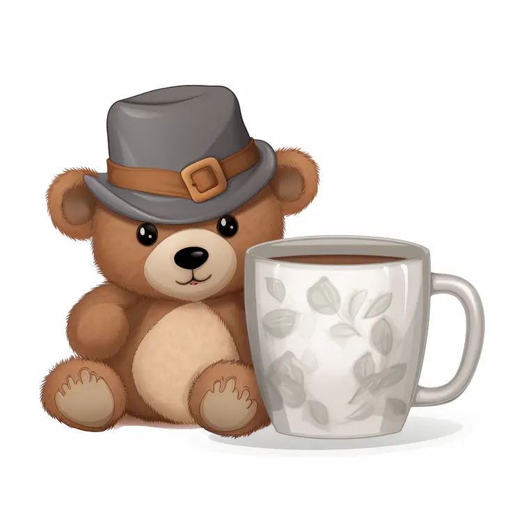 Cute Teddy Bear with Coffee Cup