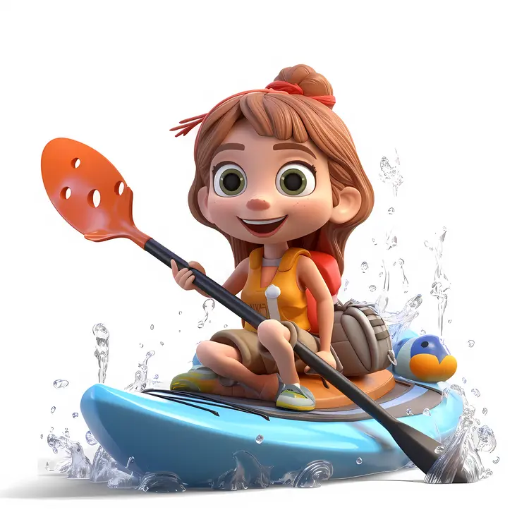 Girl Kayaking on Water Adventure