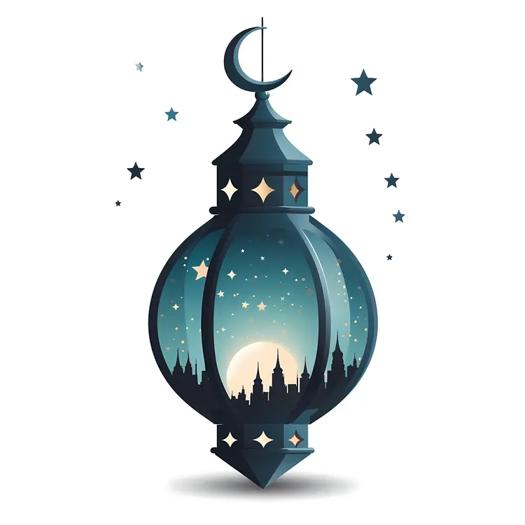 Beautiful Lantern with Crescent Moon and Stars