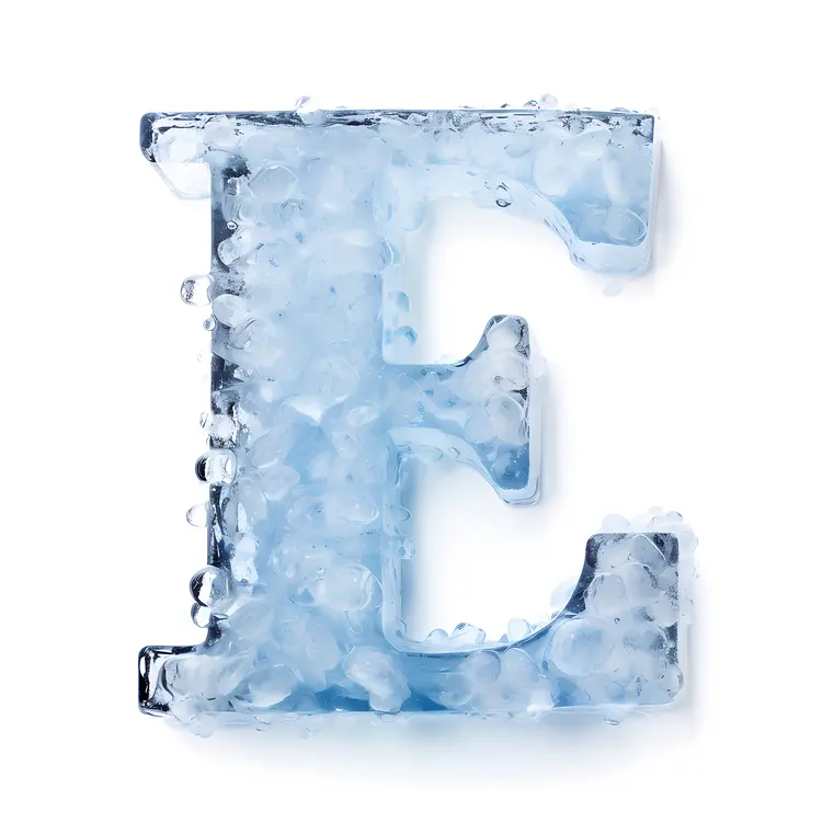 Ice Letter E with Frozen Texture