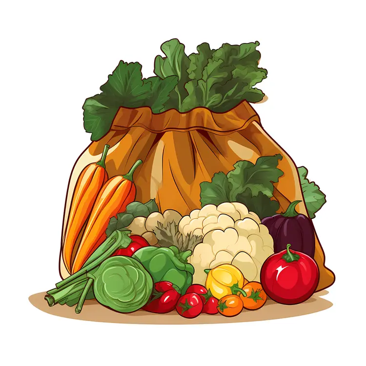 Fresh Vegetables in a Brown Bag