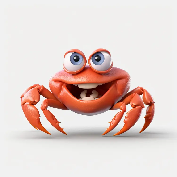 Cute Cartoon Crab with Big Eyes