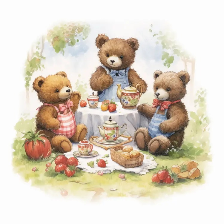 Teddy Bears Having a Tea Party