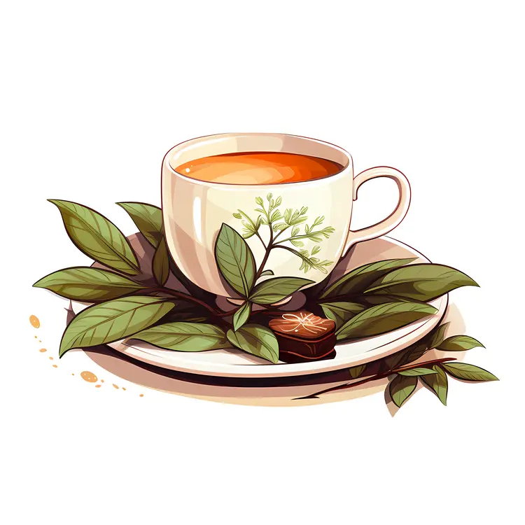 Herbal Tea in a Cup with Fresh Herbs