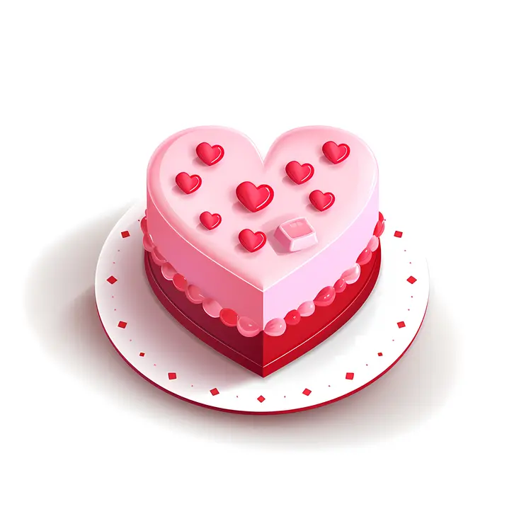 Heart Shaped Cake with Pink and Red Layers
