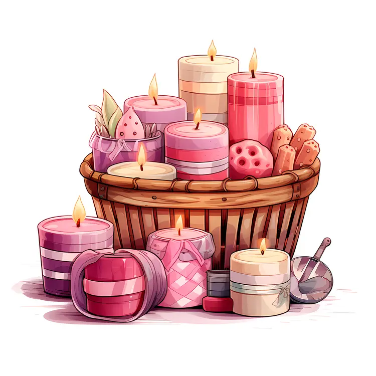 Colorful Candles in a Basket