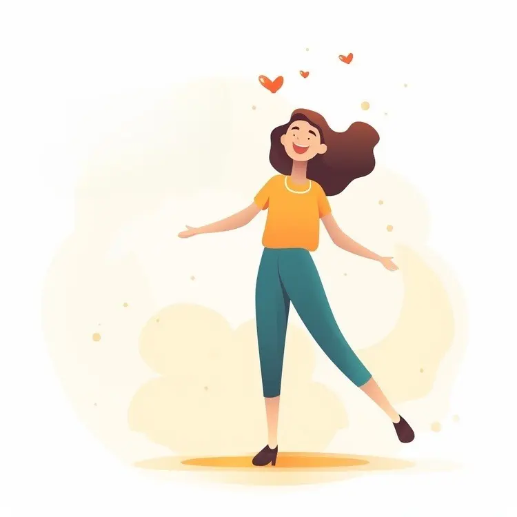 Happy Woman with Hearts