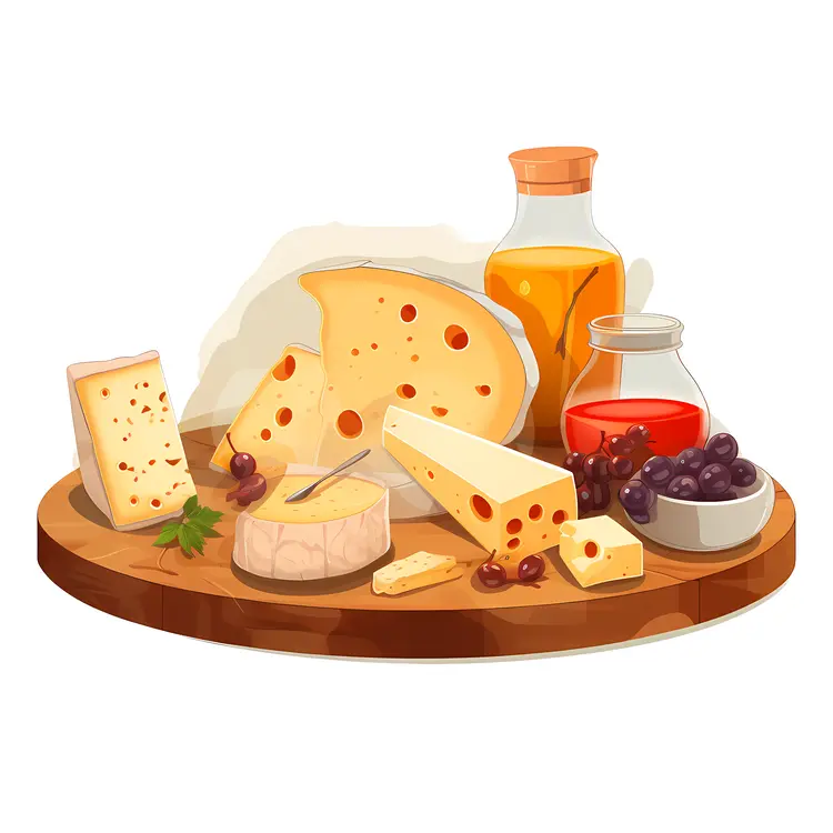 Cheese Platter with Olives and Red Wine