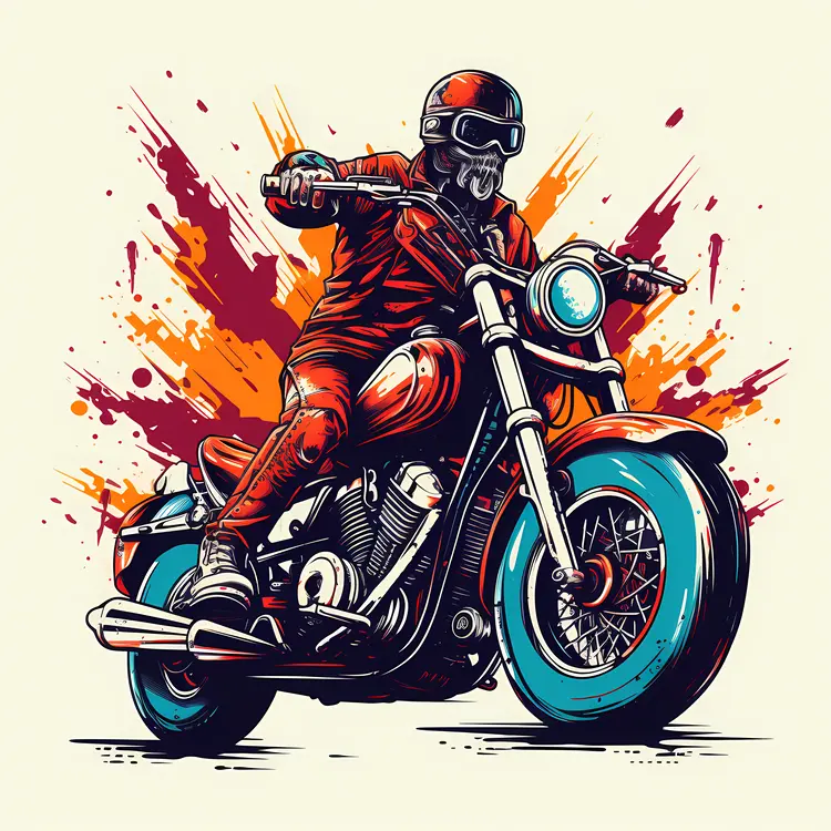 Colorful Motorcycle Rider Illustration