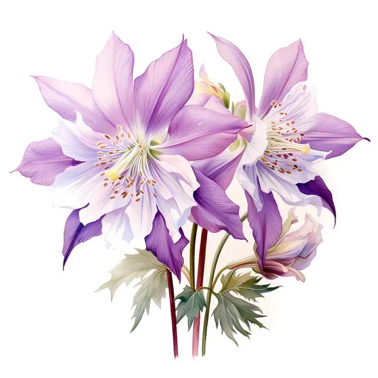 Purple Flowers with Green Leaves