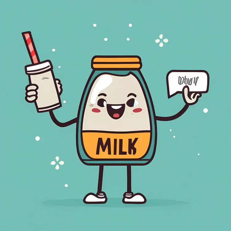 Happy Oat Milk Cartoon with Straw