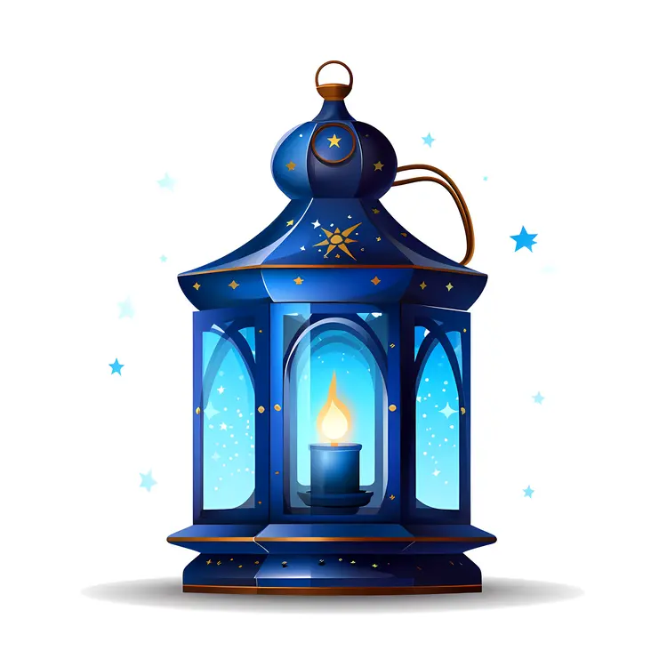 Blue Lantern with Stars and Light