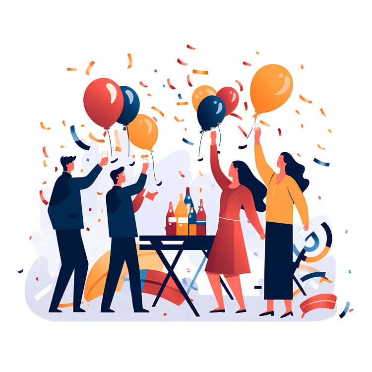 People Celebrating with Balloons