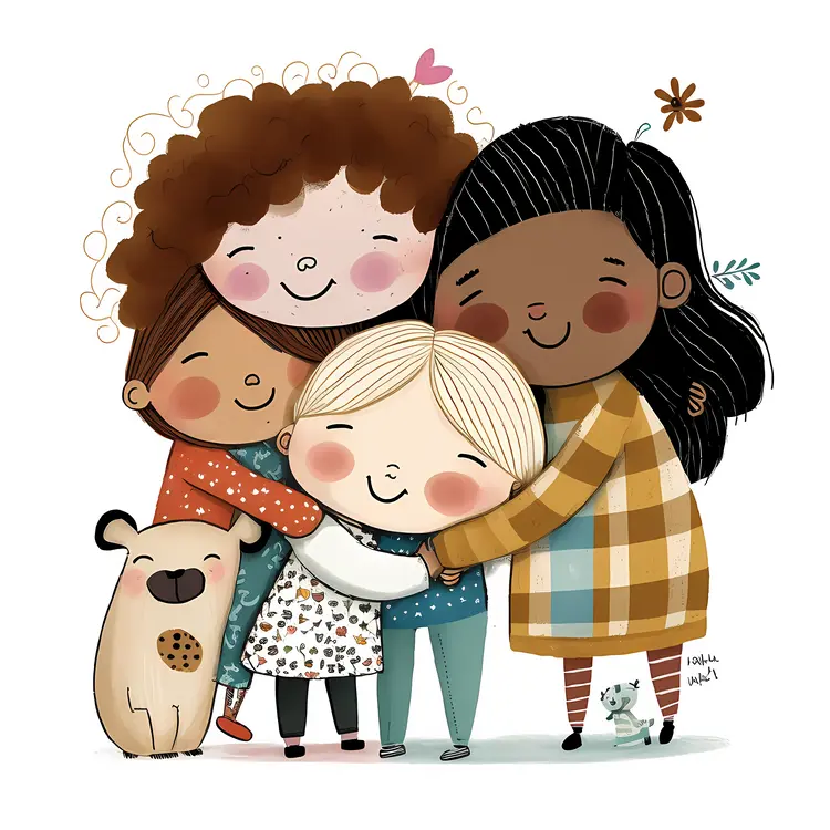 Group of Four Friends Hugging