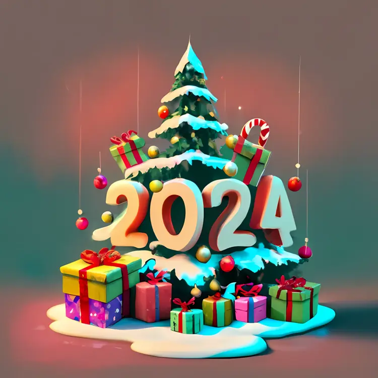 Christmas Tree with 2024 Decorations