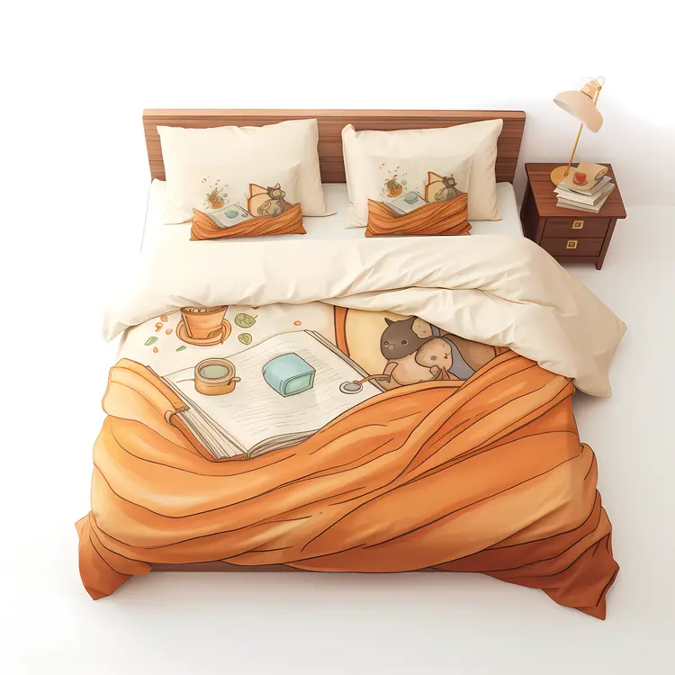 Cute Bed with Orange and White Bedding