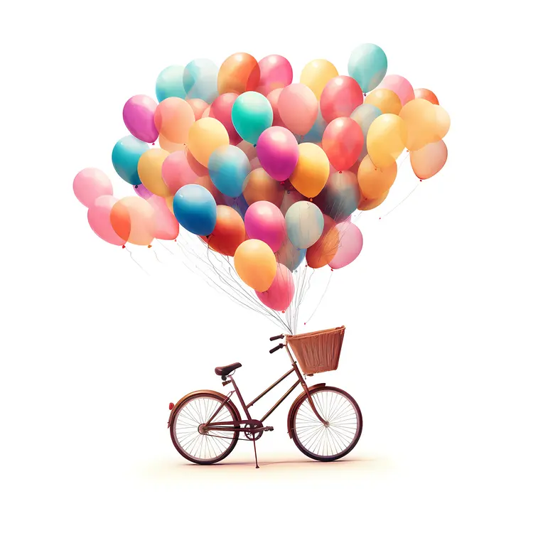 Bicycle with Colorful Balloons