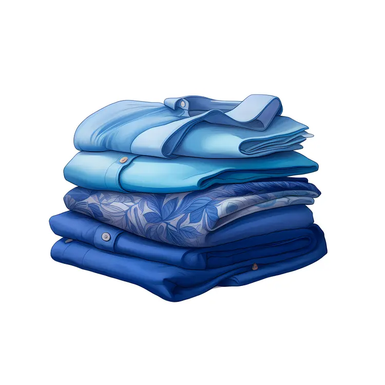 Blue Shirts Folded in a Stack