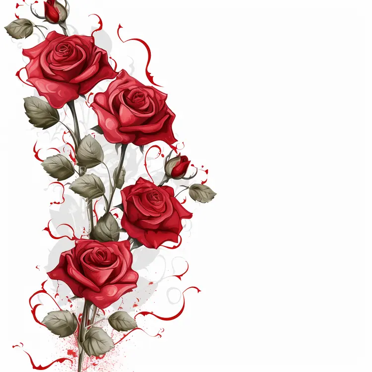 Beautiful Red Roses Illustration for Romantic Occasions