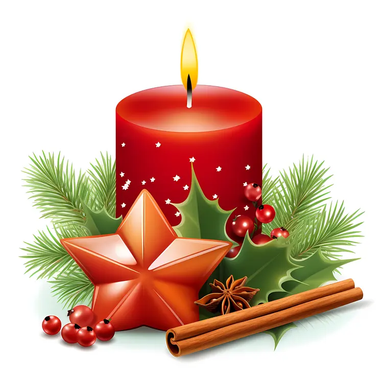 Christmas Candle with Star and Cinnamon
