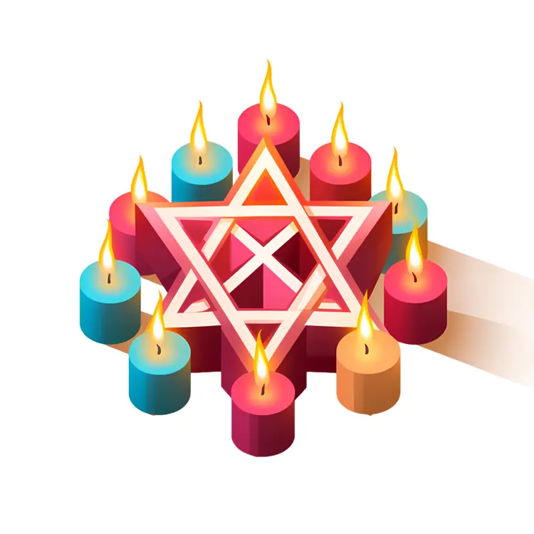 Red and Blue Star with Multiple Candles for Festival Decoration