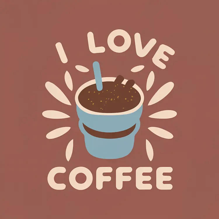 I Love Coffee with a Cute Cup
