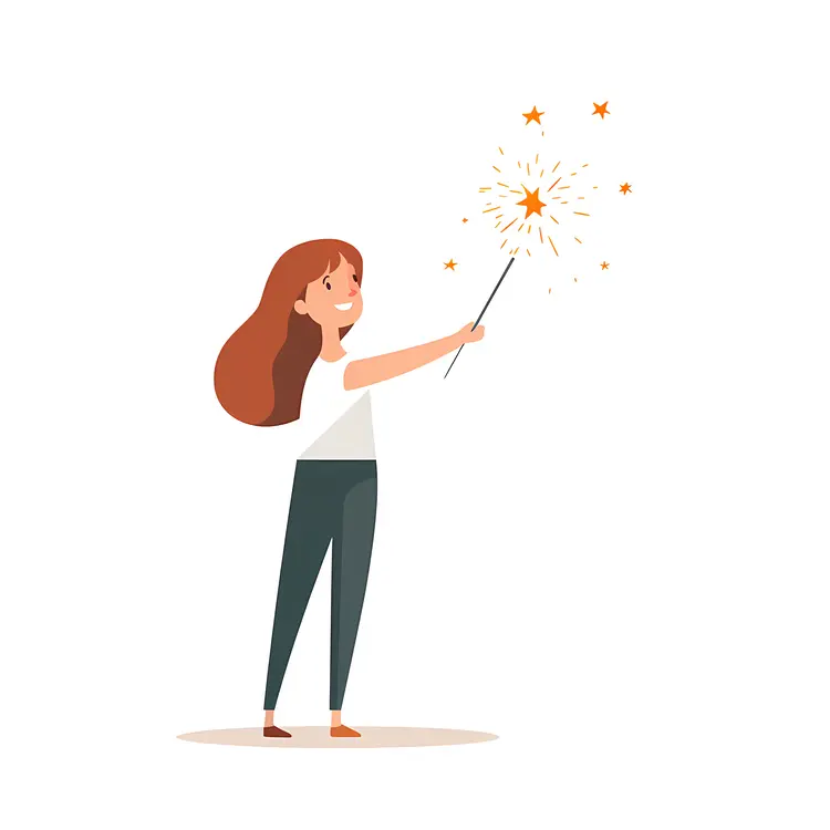Girl in White Shirt Holding Sparkler