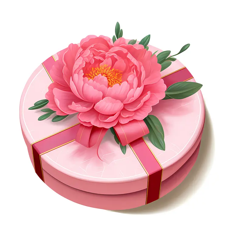 Pink Gift Box with Flower
