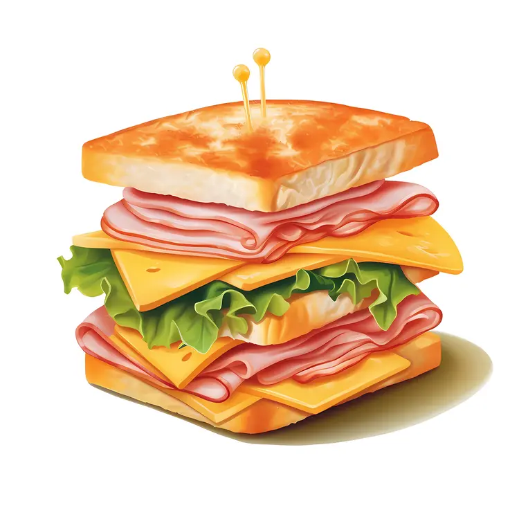 Layered Ham and Cheese Sandwich