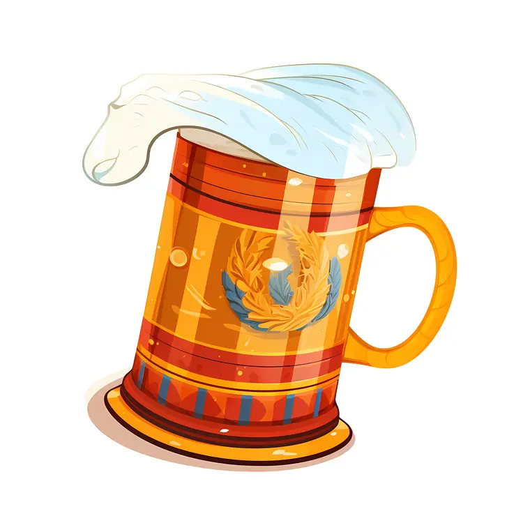 Colorful Beer Mug with Foam for Oktoberfest Celebration
