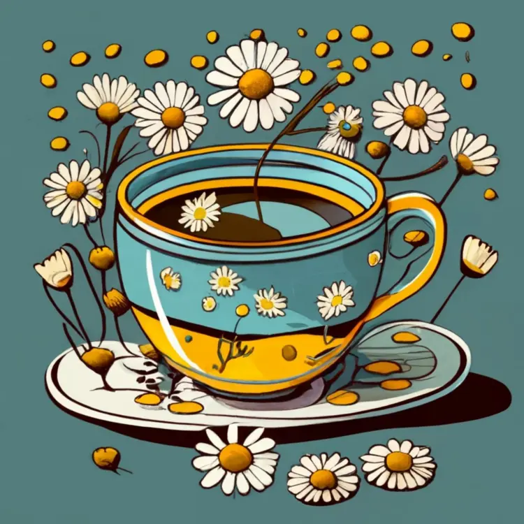 Adorable Tea Cup with Chamomile Flowers