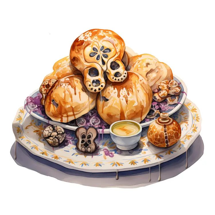 Decorated Bread and Sugar Skulls for Day of the Dead